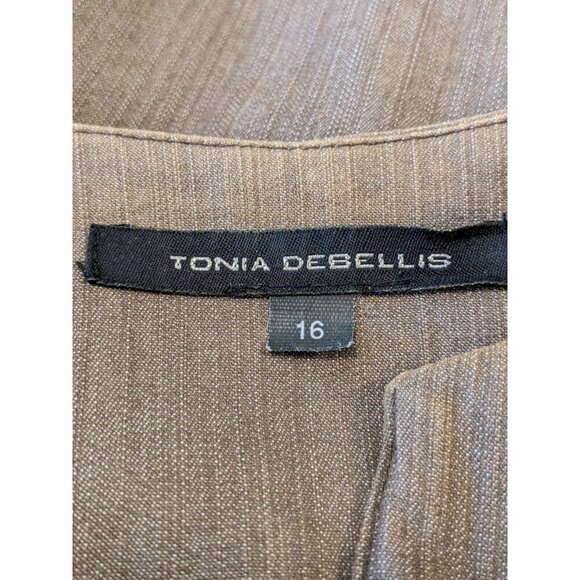 Womens Full Zip Blazer Jacket Size 16 Brown Collarless Canada Tonia Debellis - Picture 6 of 7